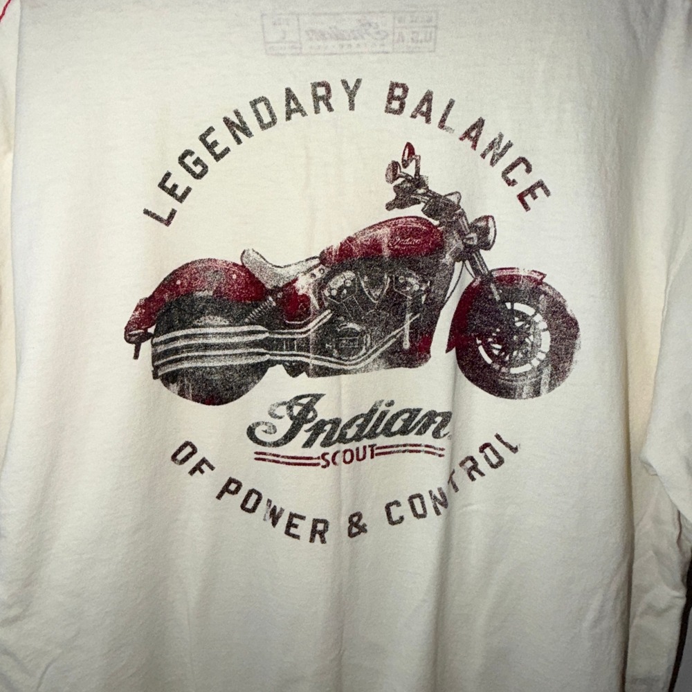 Indian Motorcycle Scout Graphic T-Shirt Mens Large Cream Legendary Balance Tee